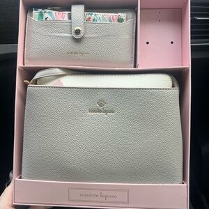 Nanette Lepore Light Gray Bag and Wallet Set